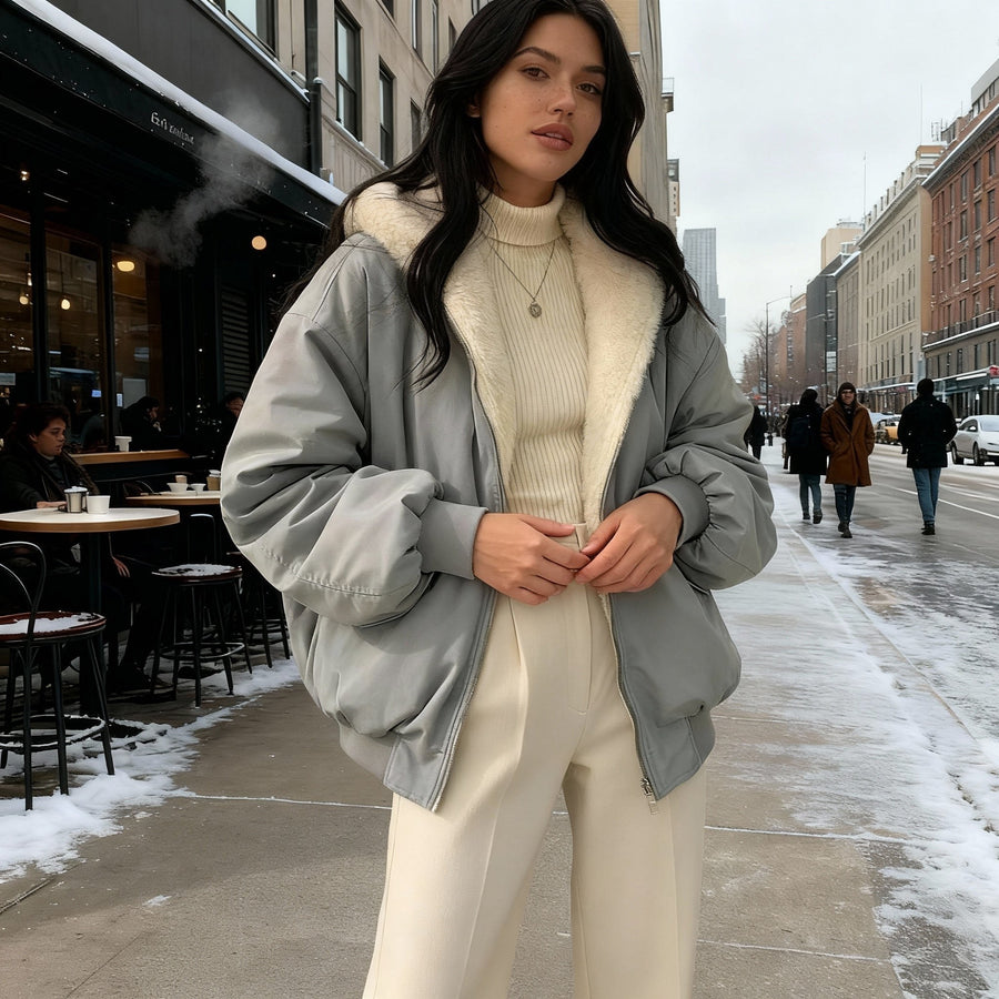 Ida Coat with Oversized in Grey