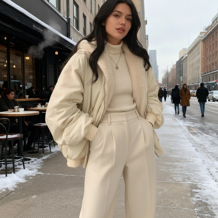 Ida Coat with Oversized in White