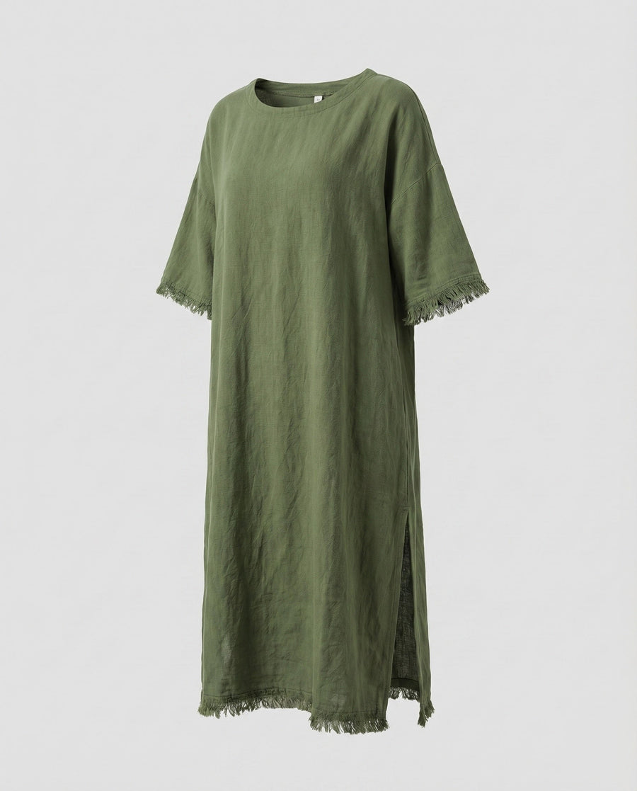 Ida Relaxed Linen Tunic in Kupfergrün