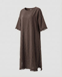 Ida Relaxed Linen Tunic in Purple