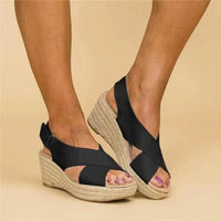 Women's Cross-Over Strap Espadrille Wedges - Slingback