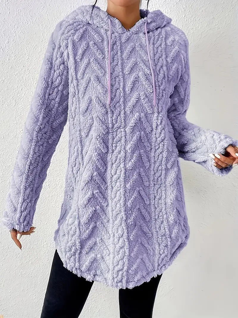 Ilse Knit Sweater with Hood in Purple