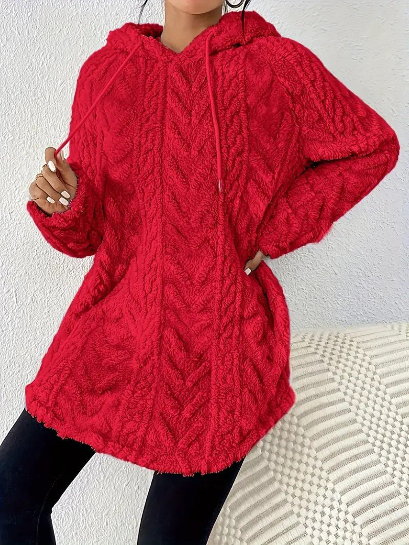 Ilse Knit Sweater with Hood in Red