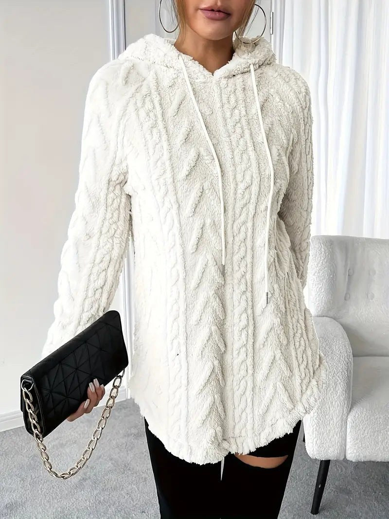 Ilse Knit Sweater with Hood in White