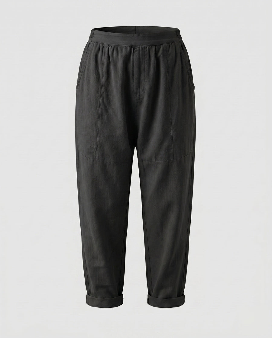 Ilse Linen Trousers with Side Pockets and Pockets in Black