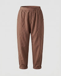 Ilse Linen Trousers with Side Pockets and Pockets in Dark Red