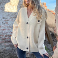Ilse Relaxed Knit Cardigan in Beige