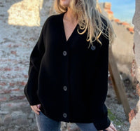 Ilse Relaxed Knit Cardigan in Black