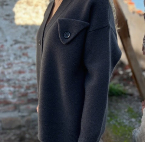 Ilse Relaxed Knit Cardigan in Dark Grey