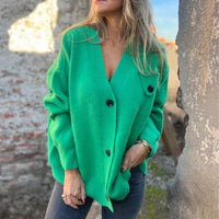 Ilse Relaxed Knit Cardigan in Green