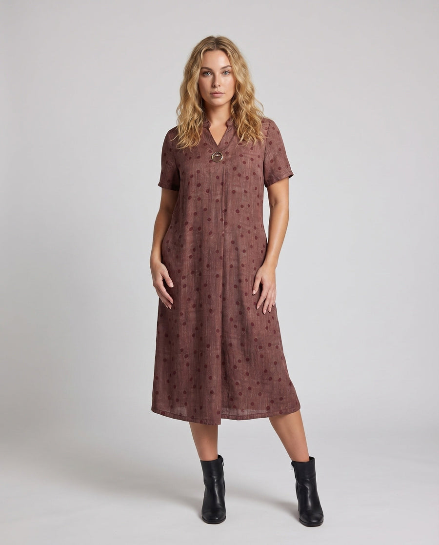 Ilse Relaxed Midi Dress with Side Pockets and Pockets