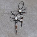 Vintage Dragonfly Moonstone Drop Earrings
