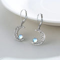 Celestial Silver Moonstone Crescent Earrings
