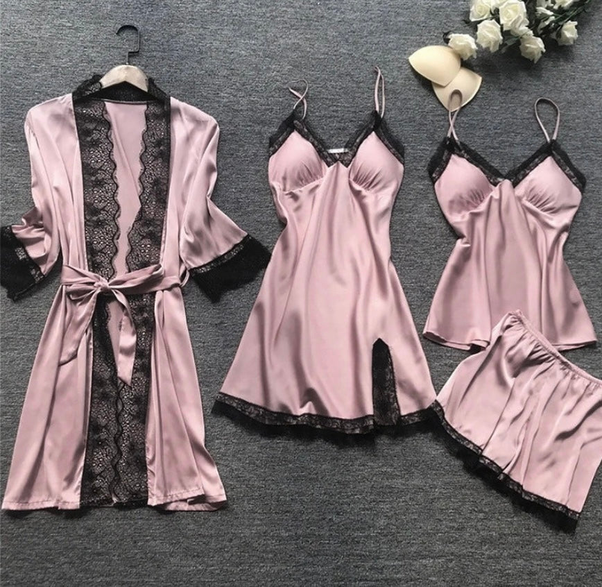 Jana | Women's Satin Lace Lingerie Pyjama Set