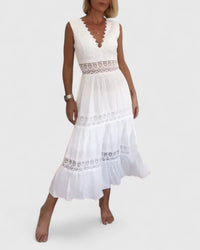 Leonie | Women's Casual V-Neck Lace Midi Dress