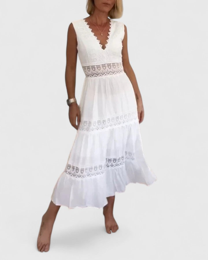Leonie | Women's Casual V-Neck Lace Midi Dress