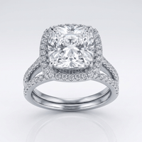 Silver Square Zirconia Halo Ring