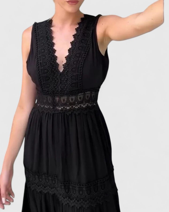 Leonie | Women's Casual V-Neck Lace Midi Dress