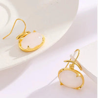 Elegant Oval Moonstone Earrings