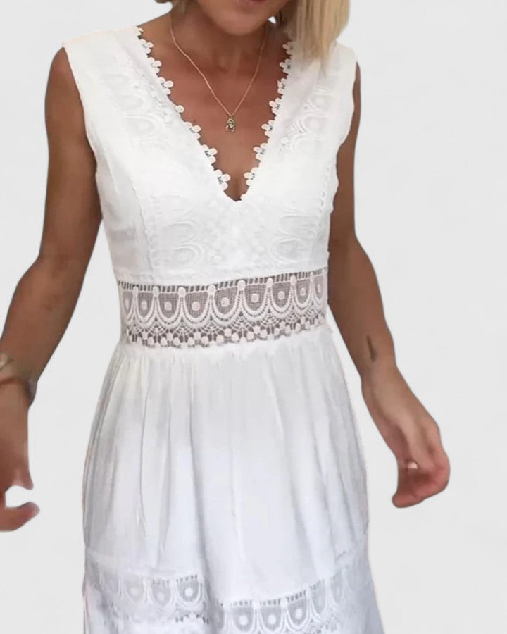 Leonie | Women's Casual V-Neck Lace Midi Dress