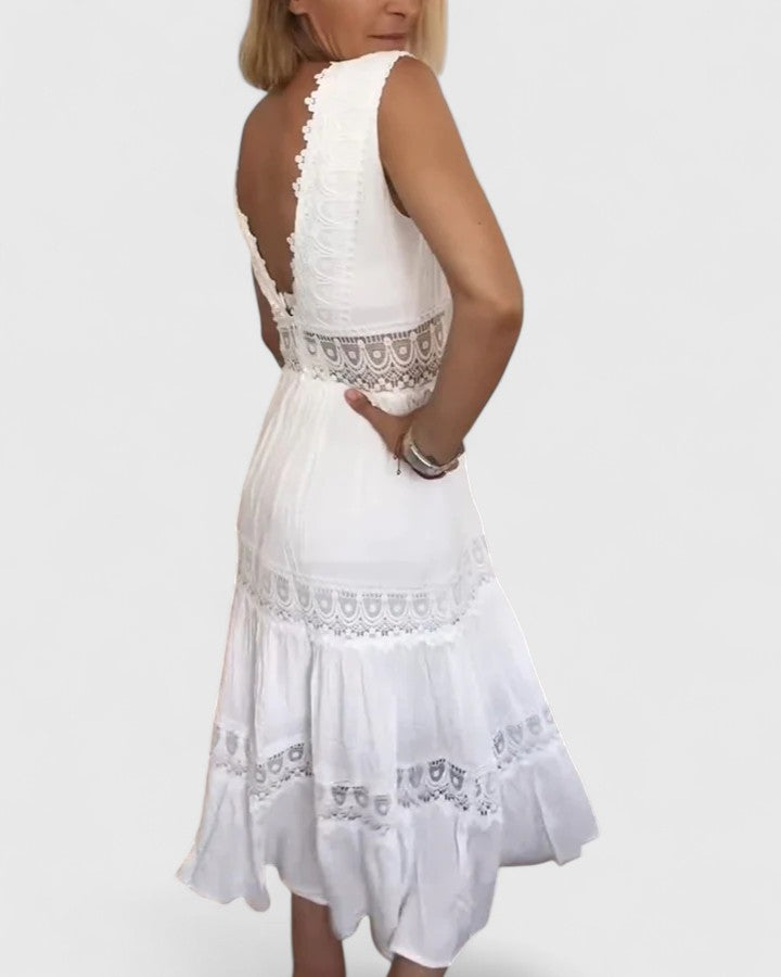 Leonie | Women's Casual V-Neck Lace Midi Dress