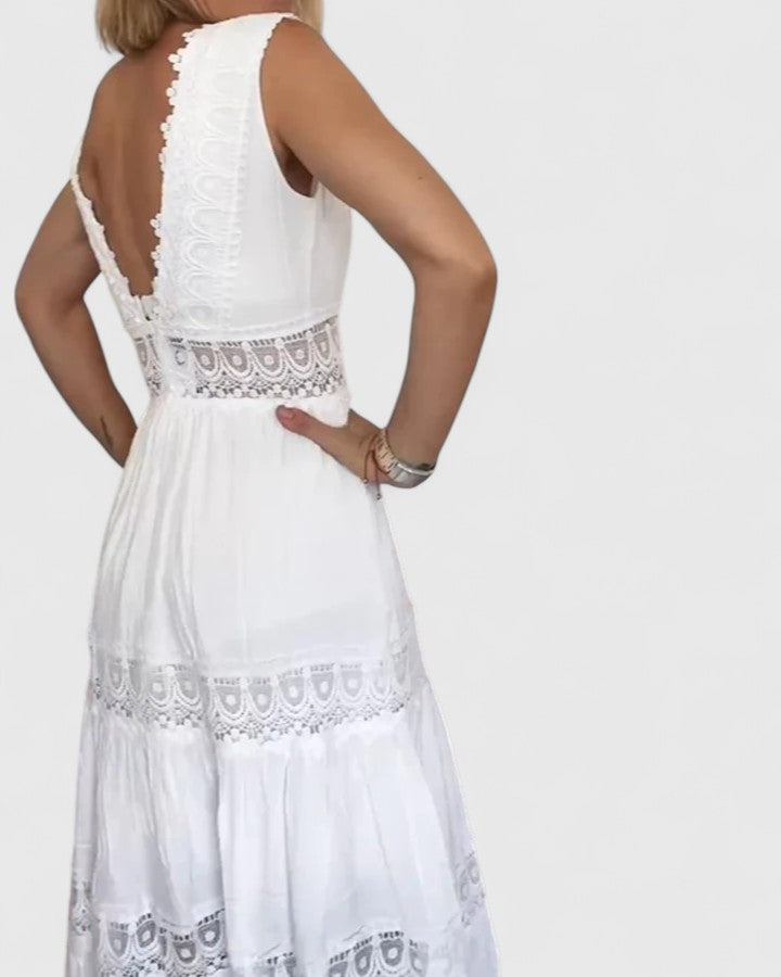 Leonie | Women's Casual V-Neck Lace Midi Dress