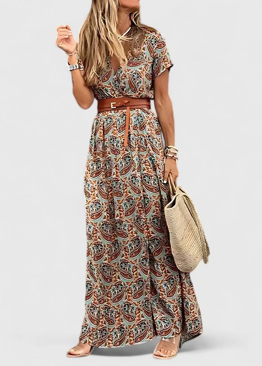 Natalie | Women's Casual Boho V-Neck Maxi Dress