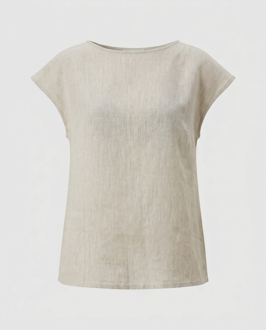 Imara Airy Linen Top in Gebleicht