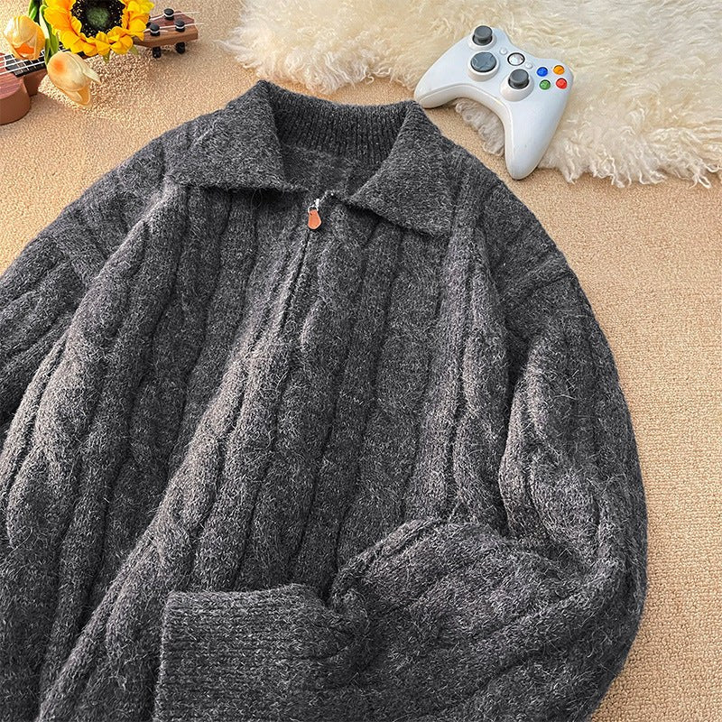 Imara Knit Sweater with Zip Front