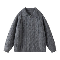 Imara Knit Sweater with Zip Front in Dark Grey