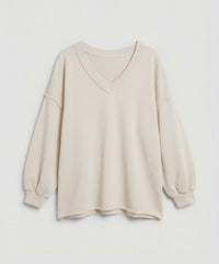 Imara Shirt with V-Neck and Oversized in Beige
