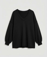 Imara Shirt with V-Neck and Oversized in Black