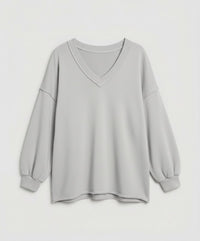 Imara Shirt with V-Neck and Oversized in Grey