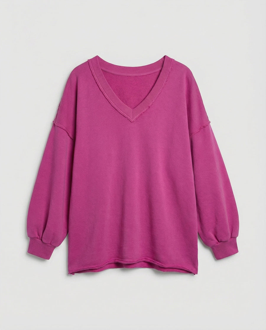 Imara Shirt with V-Neck and Oversized in Pink