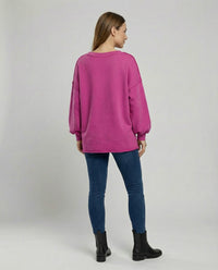 Imara Shirt with V-Neck and Oversized in Pink