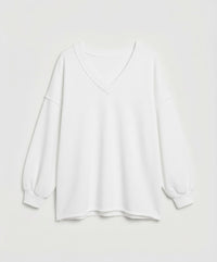 Imara Shirt with V-Neck and Oversized in White