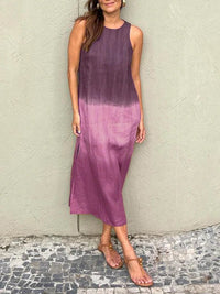 Imogen Airy Linen Dress with Side Split in Purple