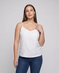 Imogen Airy Linen Top with V-Neck