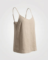 Imogen Airy Linen Top with V-Neck in Linen