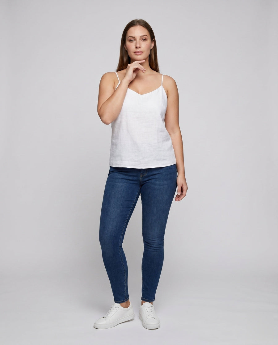 Imogen Airy Linen Top with V-Neck
