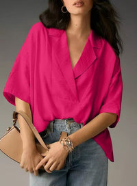 Imogen Casual Blouse with V-Neck and Oversized in Pink