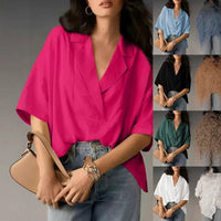Imogen Casual Blouse with V-Neck and Oversized