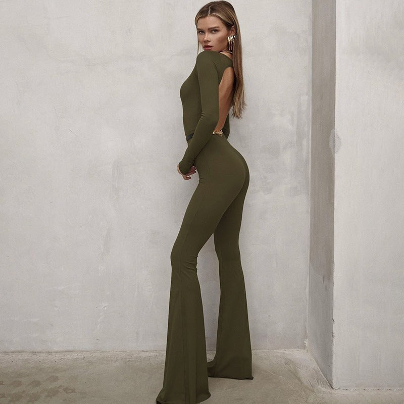 Imogen Jumpsuit with Wide Leg in Green
