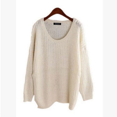 Imogen Knit Sweater with Crew Neck in White