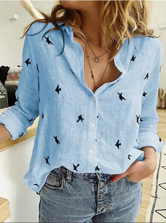 Imogen Linen Blouse in Blue