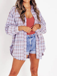 Imogen Shirt with Checked and Oversized in Light Purple