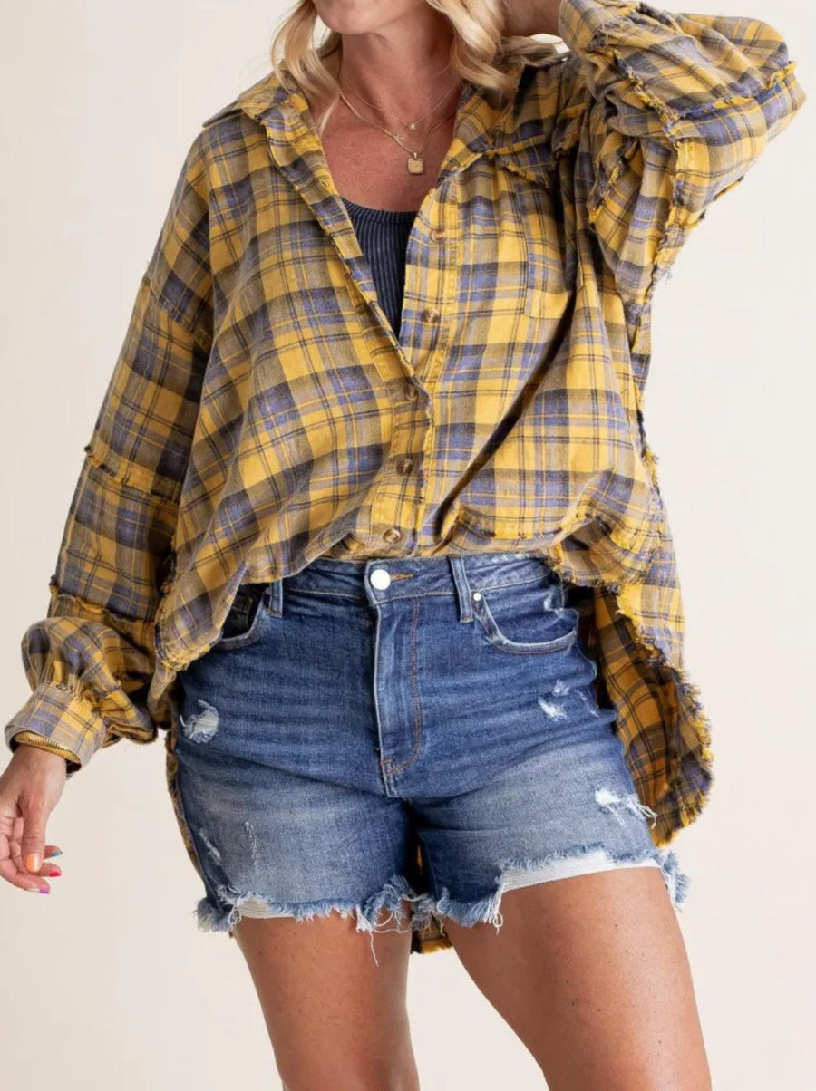 Imogen Shirt with Checked and Oversized in Yellow