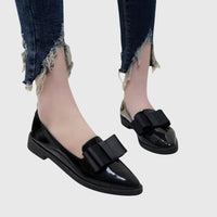 Imogen Women's Bow Pointed Loafers in Black