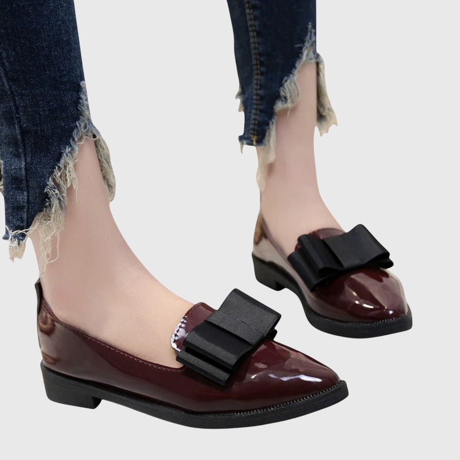 Imogen Women's Bow Pointed Loafers in Black