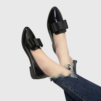 Imogen Women's Bow Pointed Loafers in Black